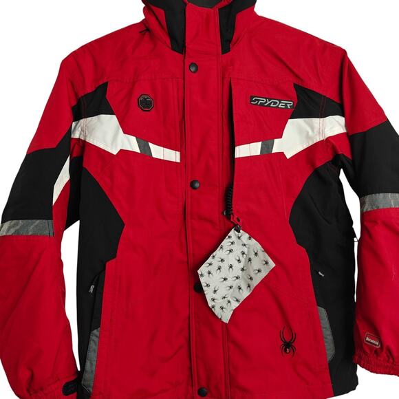 Spyder Ski Snowboard Jacket Mens Small Red Black Entrant Dermizax Hood Vintage - Picture 2 of 16